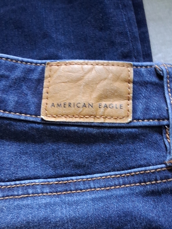 American Eagle Outfitters Denim - American Eagle Outfitters Women's Dark Indigo Slim Jeans with Tan Leather Patch
